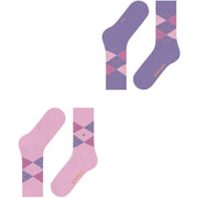 Burlington Everyday Argyle 2-Pack sokker - Berry Pool Pink