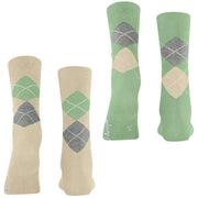 Burlington Everyday Argyle 2-Pack sokker - Creme Beige