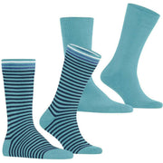 Burlington Everyday Stripe Mix 2-Pack sokker - Key Largo Blue