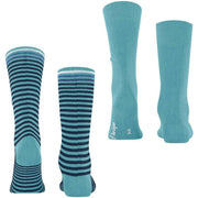 Burlington Everyday Stripe Mix 2-Pack sokker - Key Largo Blue