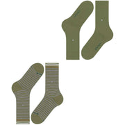 Burlington Everyday Stripe Mix 2-Pack sokker - Salvia Green