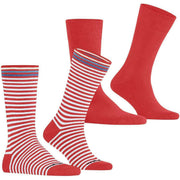 Burlington Everyday Stripe Mix 2-Pack sokker - Tulipanrød