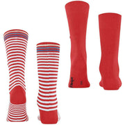 Burlington Everyday Stripe Mix 2-Pack sokker - Tulipanrød
