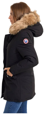 Helvetica Mountain Pioneers Lilli Hooded Parka Jakke - Sort/Natur
