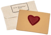 Elie Beaumont Heart Cardholder - Mink Beige/Vinrød