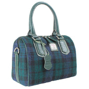 Das Impex Harris Tweed Leather Bowling Bag - Green/Blue