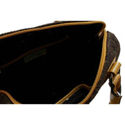 Das Impex Harris Tweed Leather Bowling Bag - Yellow/Brown