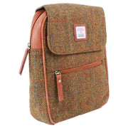 Das Impex Harris Tweed Small Leather Backpack - Tan/Brown/Green