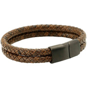 David Van Hagen Double Plaited Clasp Bracelet - Brown/Black