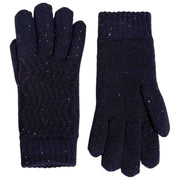 Dents Chevron Knit Paillethandsker - Navy