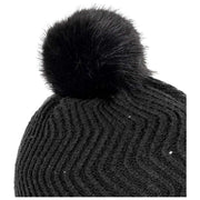 Dents Chevron Pom Pom Strik Bobble Hat - Sort