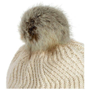 Dents Chevron Pom Pom Strik Bobble Hat - Naturlig Beige