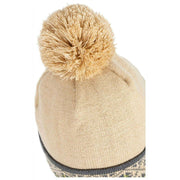 Dents Fair Isle Brim Bobble Hat - Toffee Beige/Koksgrå