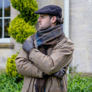 Dents Grafham Herringbone Tweed Flat Cap - Chokoladebrun