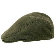 Dents Grafham Herringbone Tweed Flad Kasket - Skovgrøn