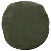 Dents Grafham Herringbone Tweed Flad Kasket - Skovgrøn