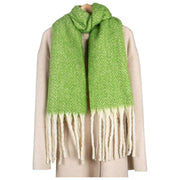 Dents Herringbone Blanket Scarf - Lime Green/Beige