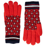 Dents Jacquard Fair Isle strikkede handsker - Berry Red/Navy