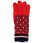 Dents Jacquard Fair Isle strikkede handsker - Berry Red/Navy
