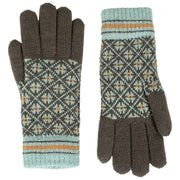 Dents Jacquard Fair Isle strikkede handsker - koksgrå/blå