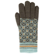 Dents Jacquard Fair Isle strikkede handsker - koksgrå/blå