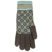 Dents Jacquard Fair Isle strikkede handsker - koksgrå/blå