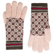 Dents Jacquard Fair Isle strikkede handsker - Pink/Kogsgrå