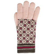 Dents Jacquard Fair Isle strikkede handsker - Pink/Kogsgrå