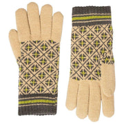 Dents Jacquard Fair Isle strikkede handsker - Toffee Beige/Koksgrå