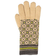 Dents Jacquard Fair Isle strikkede handsker - Toffee Beige/Koksgrå