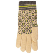 Dents Jacquard Fair Isle strikkede handsker - Toffee Beige/Koksgrå