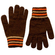 Dents Knitted Stripe Cuff Handsker - Chokoladebrun