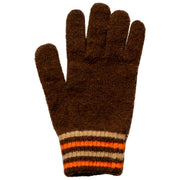 Dents Knitted Stripe Cuff Handsker - Chokoladebrun