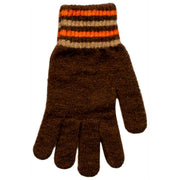 Dents Knitted Stripe Cuff Handsker - Chokoladebrun