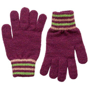 Dents Knitted Stripe Cuff Handsker - Orchid Burgundy
