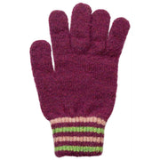 Dents Knitted Stripe Cuff Handsker - Orchid Burgundy