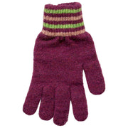 Dents Knitted Stripe Cuff Handsker - Orchid Burgundy