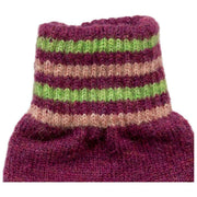 Dents Knitted Stripe Cuff Handsker - Orchid Burgundy