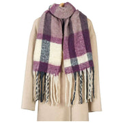 Dents Plaid ternet tæppe tørklæde - Damson Burgundy/Beige