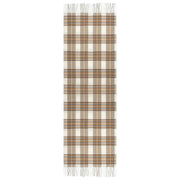 Dents Plain Check Scarf - Ivory White/Camel Beige