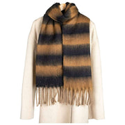 Dents Stripe Blanket Scarf - Camel Beige/Sort