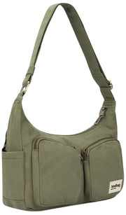 Hindbag Emile Multi Pocket Skuldertaske - Olivengrøn