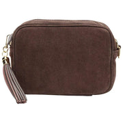 Elie Beaumont Crossbody-taske i ruskind - Mørkebrun