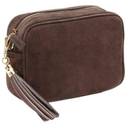 Elie Beaumont Crossbody-taske i ruskind - Mørkebrun