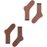 Esprit Allover Stripe 2 Pack Socks - Brown Mix