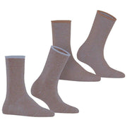 Esprit Allover Stripe 2 Pack Socks - Purple/Brown Mix