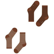 Esprit Fine Line 2 Pack Socks - Brown