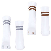 Esprit Tennis Stripe 2 Pack Socks - Brown/Purple