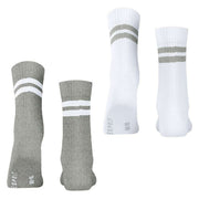 Esprit Tennis Stripe 2 Pack Socks - Grey/White