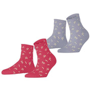 Esprit Twig Short 2 Pack Socks - Pink/Purple Mix